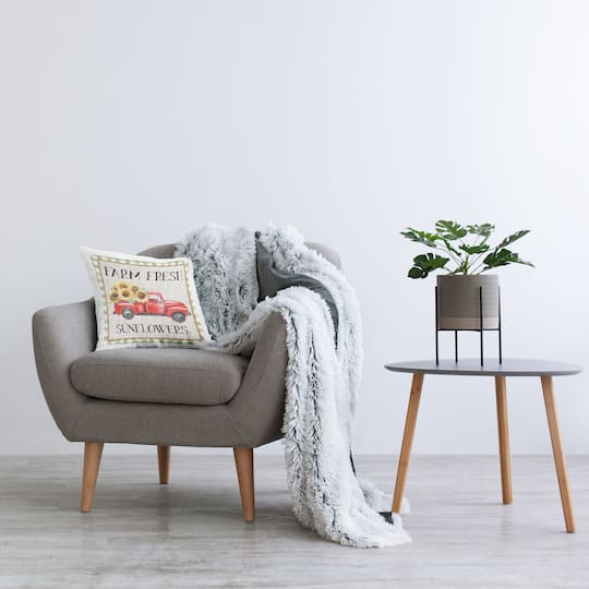 Stupell Industries Farm Fresh Sunflowers Gingham Truck Decorative Printed Throw Pillow